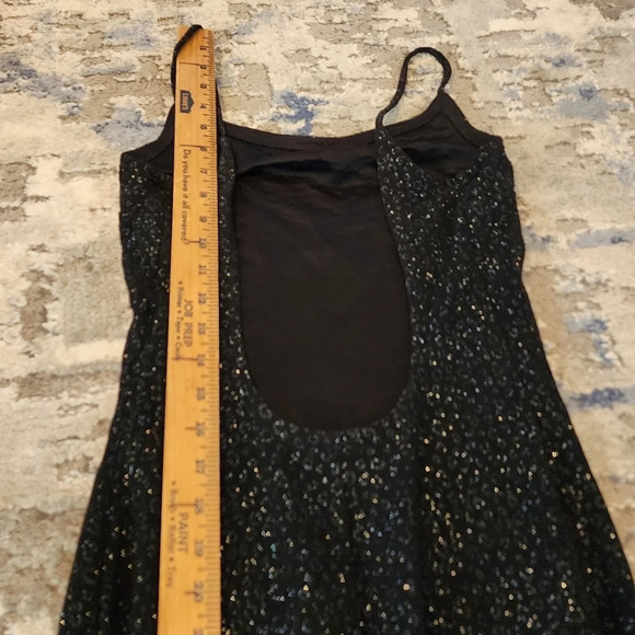 Gunne Sax black sparkle spaghetti strap low back maxi dress.  Size 9. - Picture 13 of 15